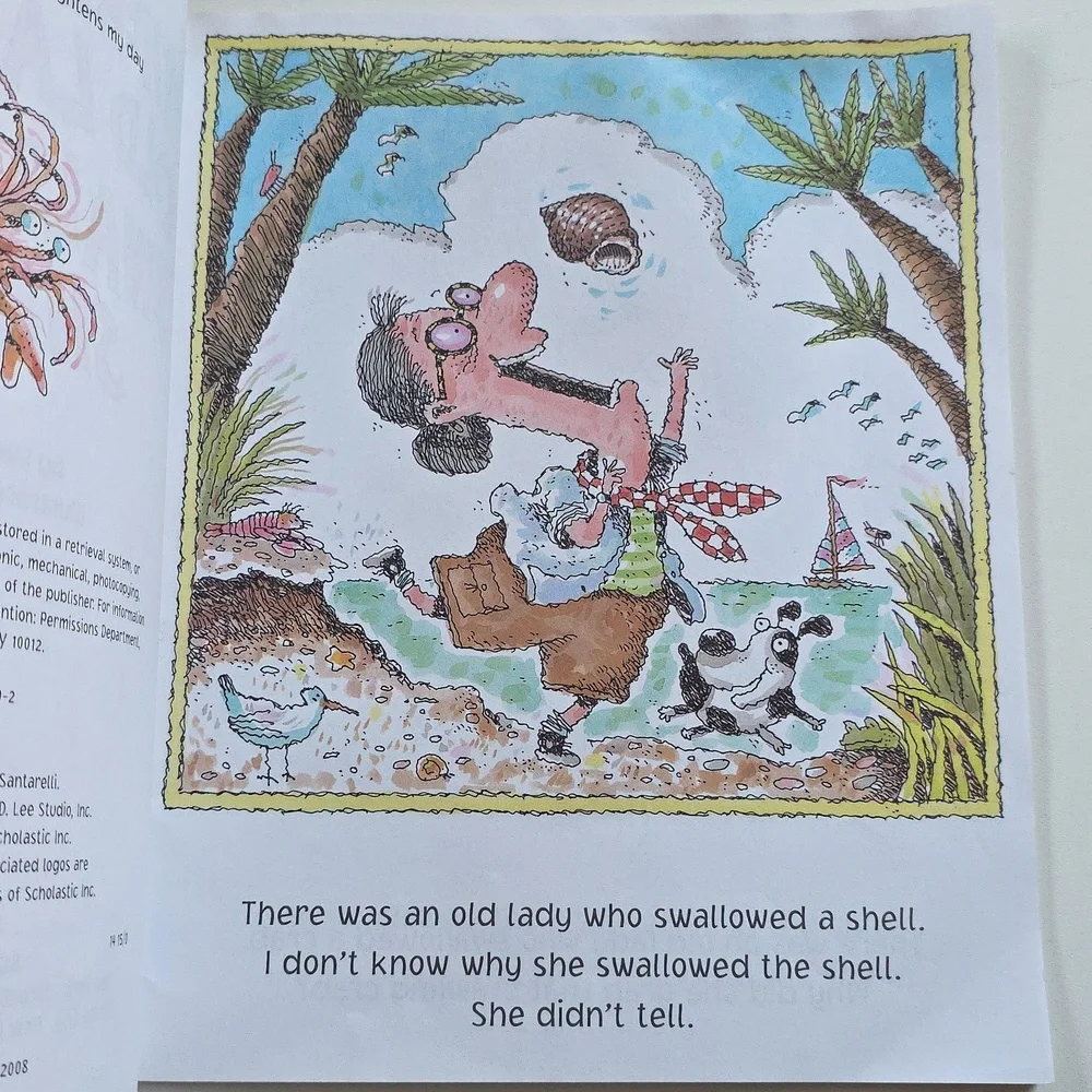 Children's Book Set - I Know an Old Lady - Pirate, Pie, Shell, And Vintage